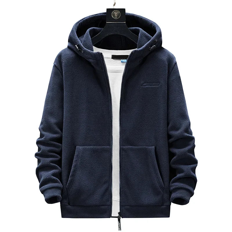 Men’s Heavyweight Fleece Hoodie Thick Lined Full Zip Outdoor Warm Jacket for Winter Unisex