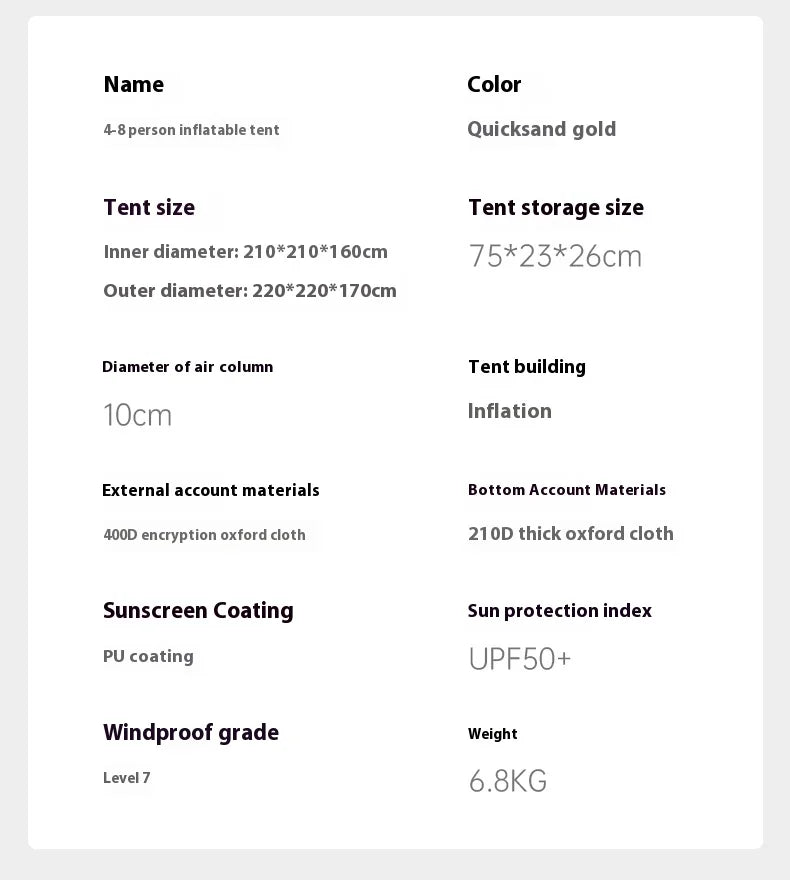 Lohascamping Large Inflatable Camping Air Tent For 4 To 5 People Family Hiking Outdoor Dome Shelter