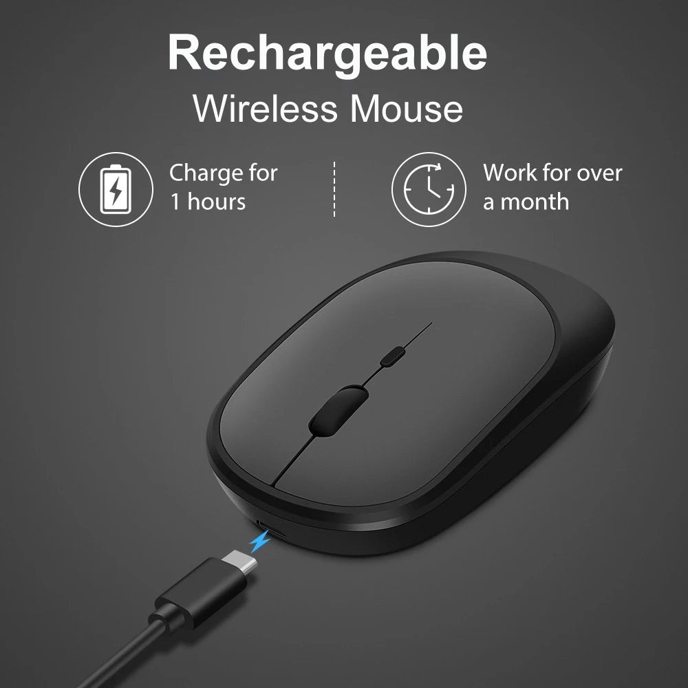 2.4G USB Wireless Mouse Rechargeable Dual Mode Bluetooth Mouse for Laptop Tablet PC MacBook