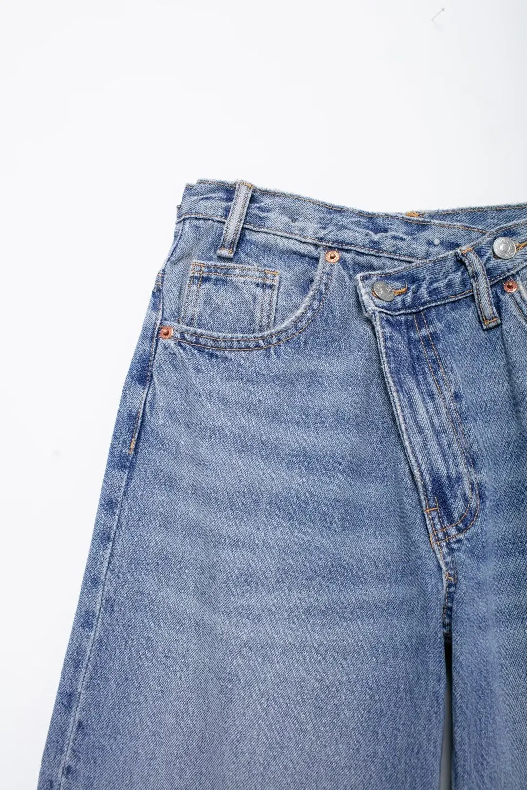 Jeans For Woman New Fashion Asymmetric Design High Waist Wide Leg Trousers Casual Women's Straight Leg Jeans - trendingshoping.com