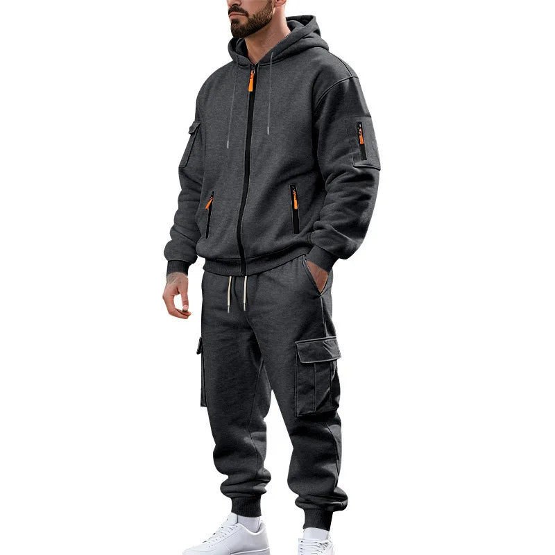 Men’s Winter Heavy Fleece Zip-Up Hoodie – Warm Casual Sportswear