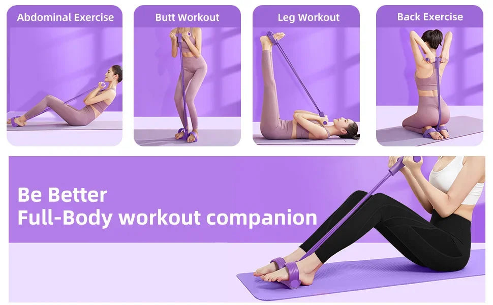 4 Level Resistance Band Tensioner Non Slip Handle Fitness Equipment for Abdominal and Yoga Training