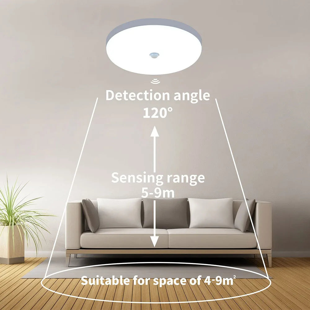 Smart Home LED Ceiling Light With PIR Motion Sensor 20W 30W AC Indoor Lamp For Room Hallway Corridor
