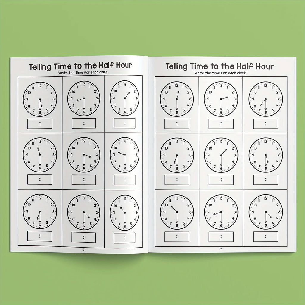 Telling the Time Practice Reading Clocks Workbook Clocks, Hours, Quarter Hours, Five Minutes, Minutes, Digital and Analog Clocks