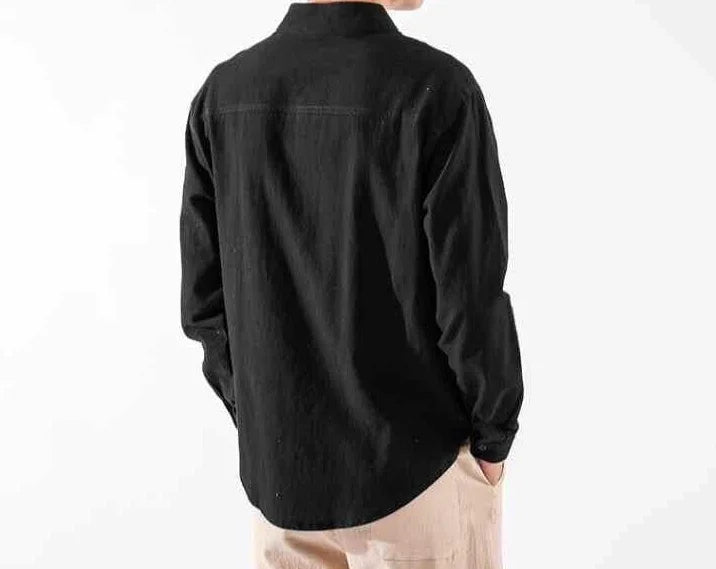 Men's White Linen Shirt with Pocket – Elegant Casual Fashion Shirt, 2025 New Arrival Social Tops