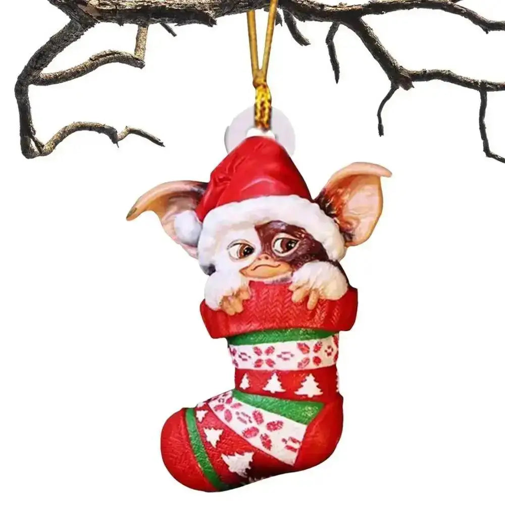 Xmas Gremlins Santa Hat Socks Dog Honeycomb Ball Christmas Tree Pendant Christmas Party Decorations Children Christmas Gift - trendingshoping.com