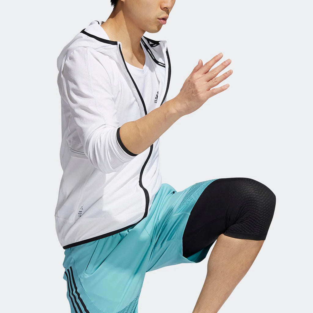 HEAT.RDY Warrior Training Jacket - Men's Slim Fit Sport Zip-Up Hoodie - GT8261 - White