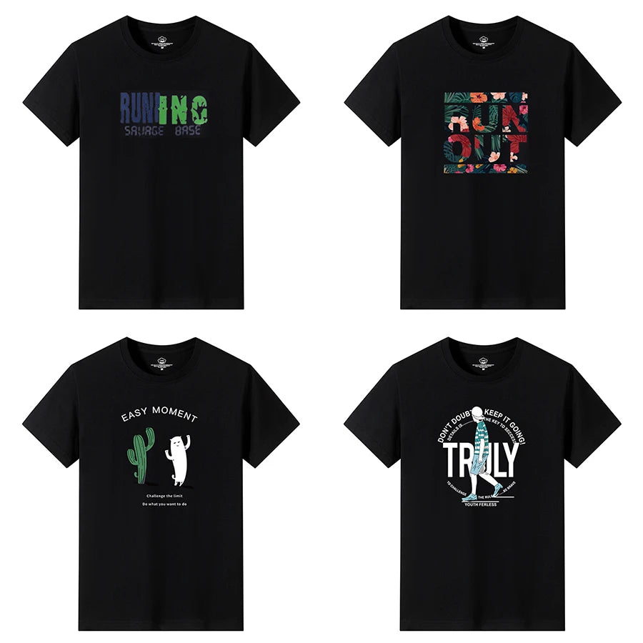 T Shirts Men Short New Fashion 2025 O-Neck Slim Black Sleeve Clothing Casual Style M-6XL