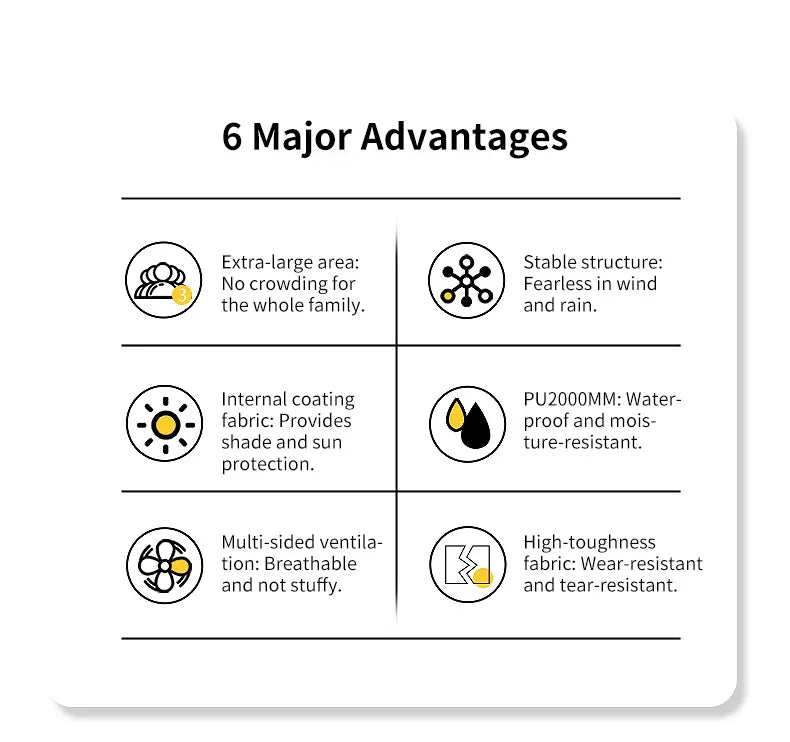 Large Inflatable Camping Tent Outdoor Overnight Shelter Complete Equipment Set With Sun Protection Rain Protection