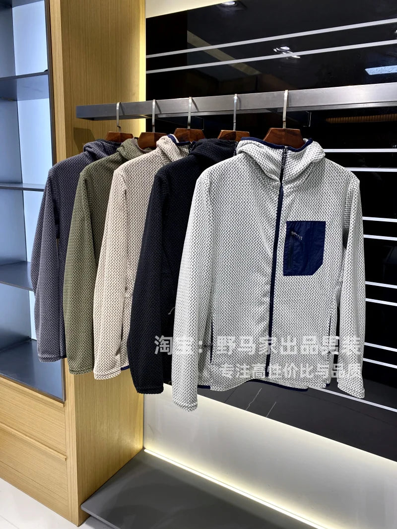 Mens Warm Fleece Hoodie Outdoor Jacket Breathable Skin Friendly Autumn Winter Thermal Sweatshirt