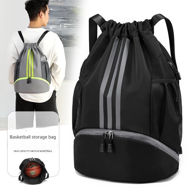 Unisex Sports Backpack with Drawstring, Shoe & Ball Compartment for Basketball Soccer Gym