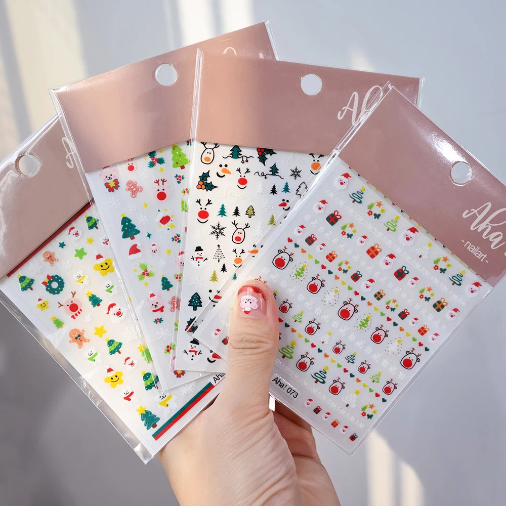Christmas Santa Claus Elk Nail Art Stickers Snowman/Snowflake Cartoon Sliders