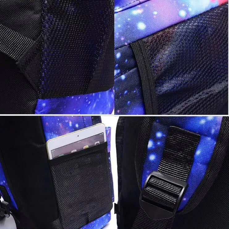 cr7 3-Piece Sport Athletic Backpack Set - Lightweight School Bag with Laptop Sleeve & Matching Pouches - Teens Travel Mochila