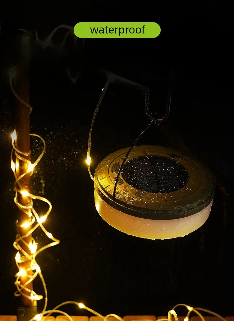 Solar Outdoor Camping Light 10 Meter String Light RGB LED Tent Atmosphere Light With Hook