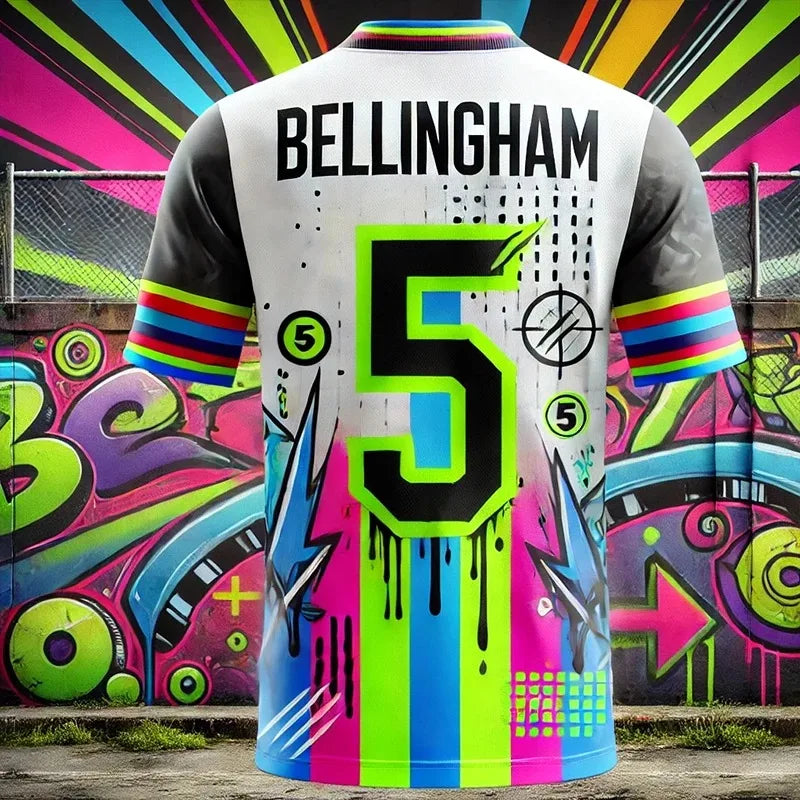 2025 Football Jersey Graffiti Pattern Bellingham Quick Drying Breathable Outdoor Sports T Shirt