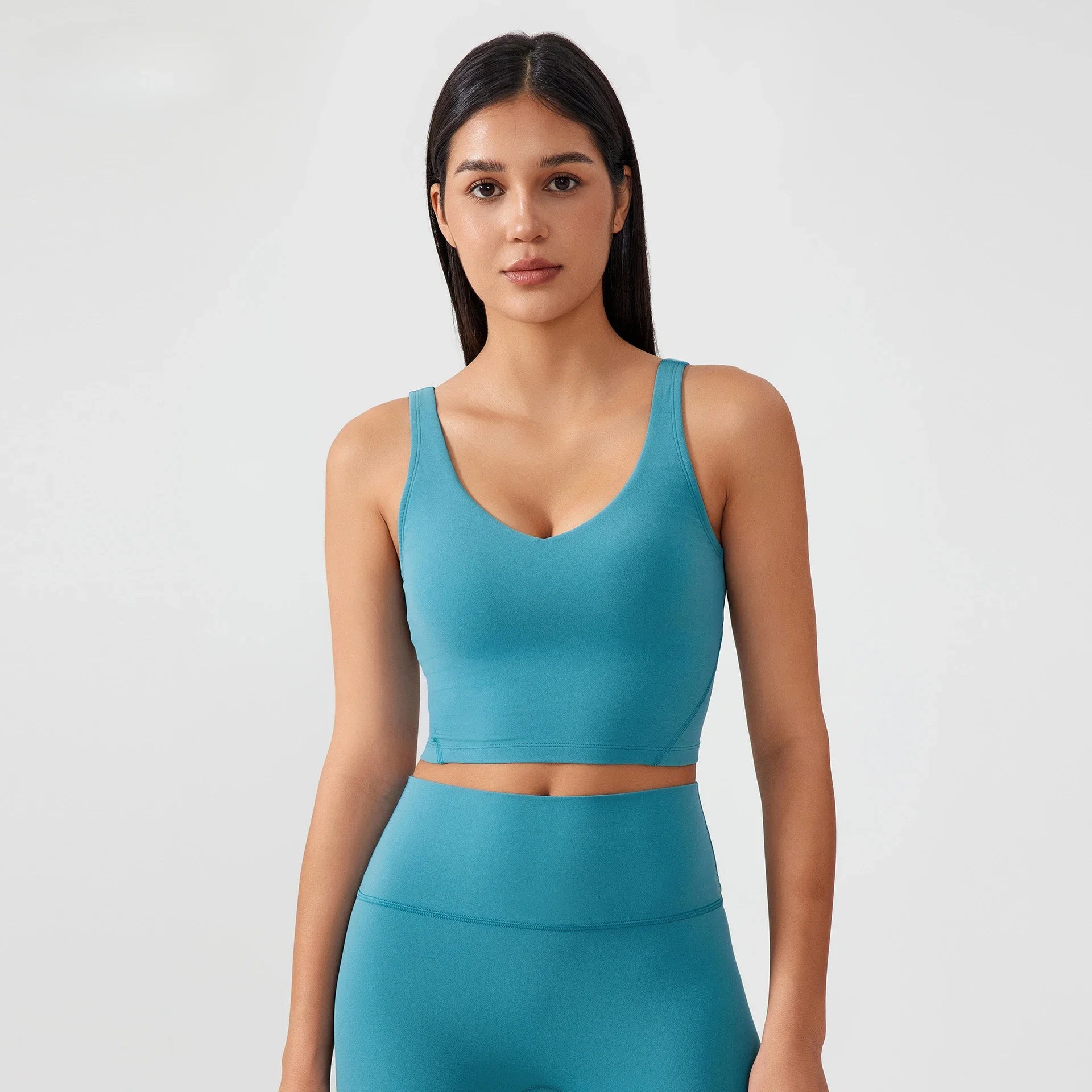 Women’s Sports Bra Yoga Top with Fixed Chest Pad Gym Vest U-Shaped Back Fitness Crop Top