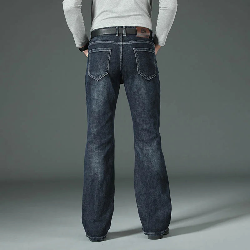 Jeans Men Mens Flared Boot Cut Leg Designer Classic Denim High Waist Stretch Loose Blue Jeans