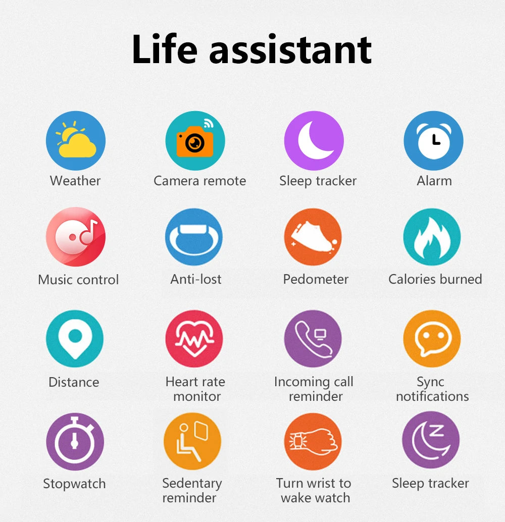 Multifunction Smart Watch for Men Women Kids – Message Reminder, Music Control, Sport Step & Calorie Tracker, D13/116Plus