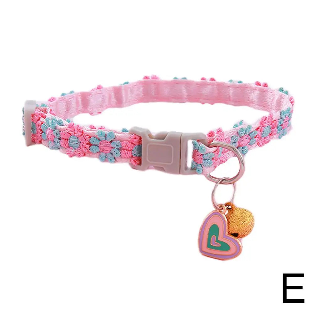 Pet Collar with Bell Adjustable Cartoon Print for Dogs Cats