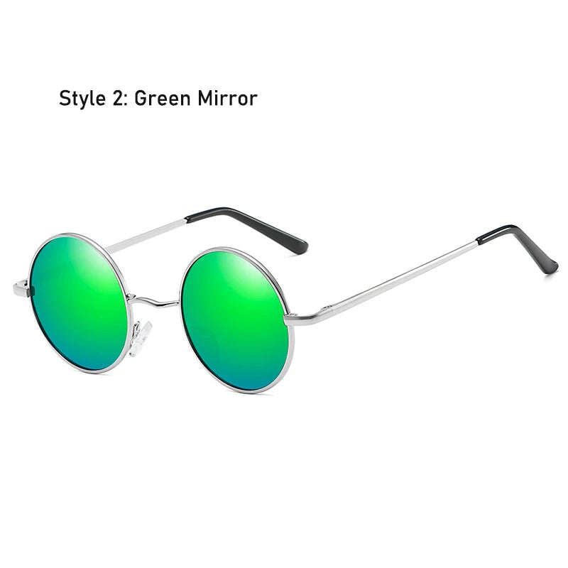 Retro Round Polarized Sunglasses Men Women Alloy Metal Frame UV400