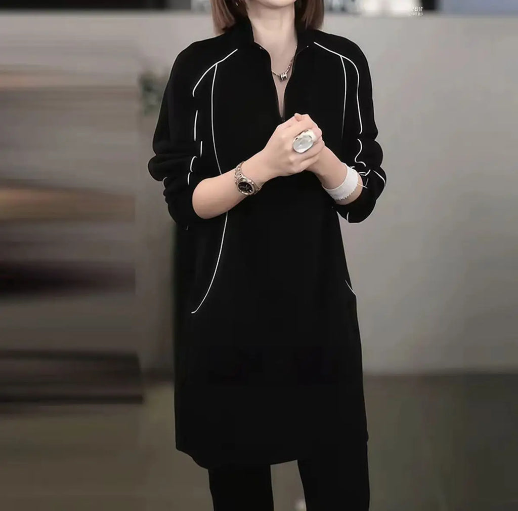 Women's Sweatshirt Autumn Winter New Loose Slim Versatile Mid-length Casual Top