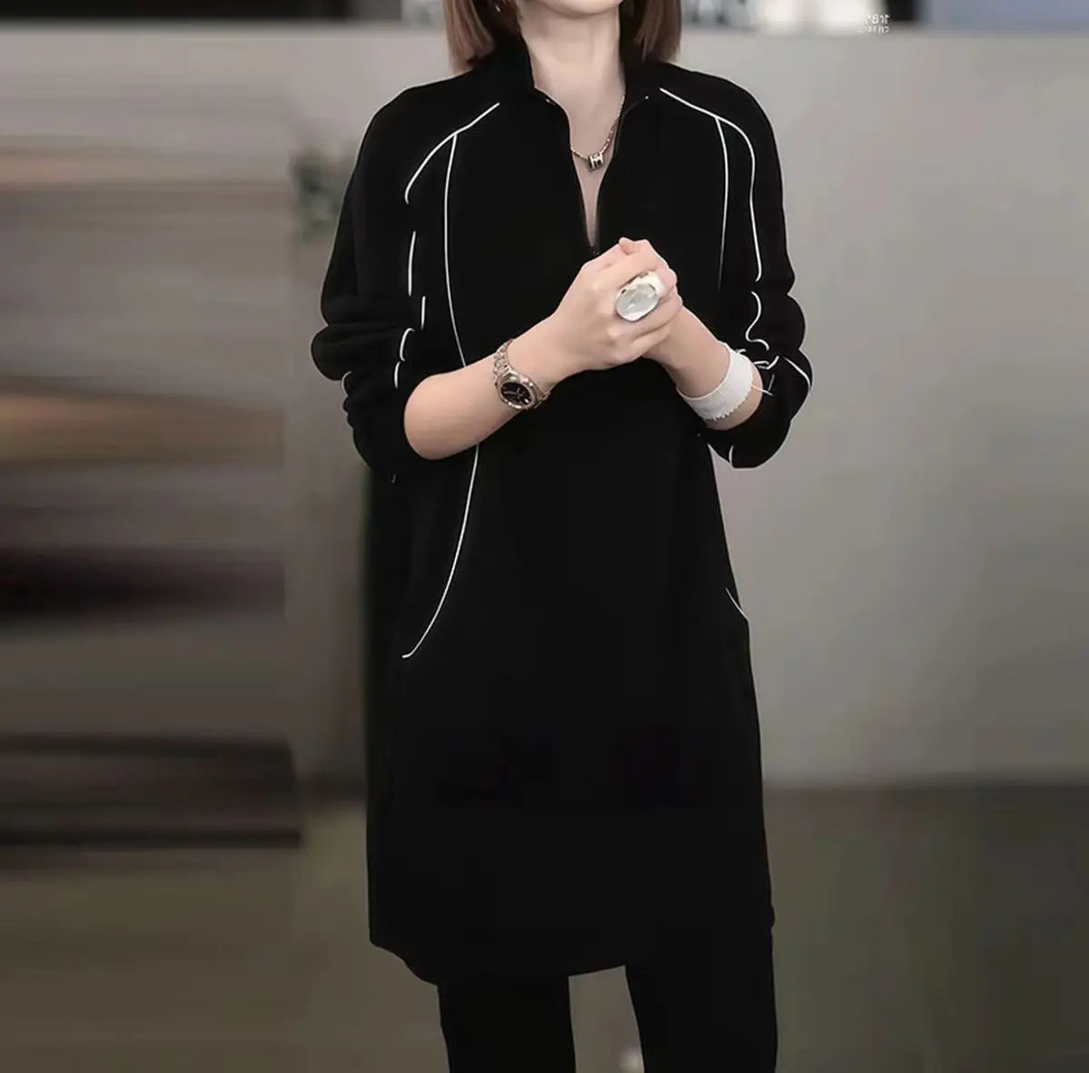 Women's Sweatshirt Autumn Winter New Loose Slim Versatile Mid-length Casual Top