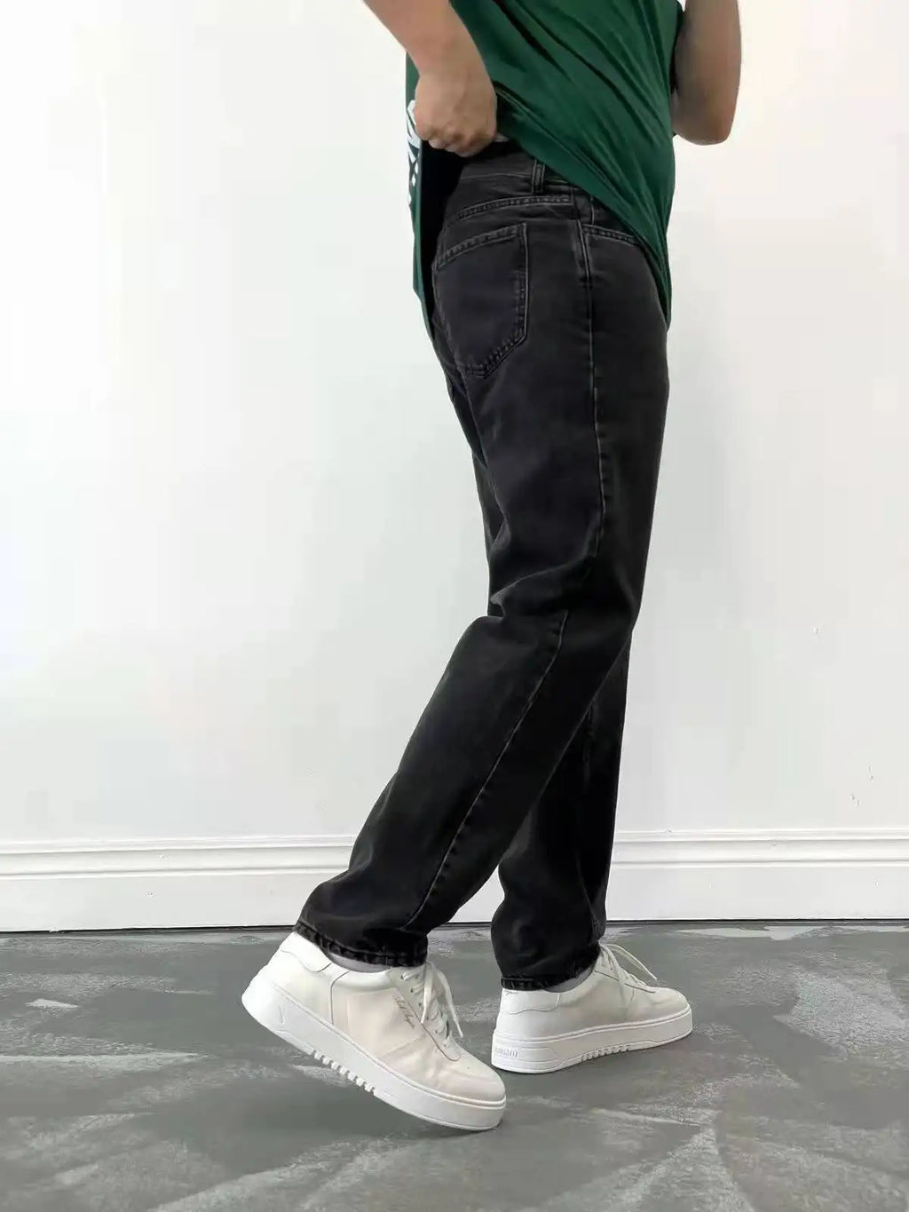 Men Comfortable Straight Casual Jeans Male Soft Baggy Outside Denim Pants Classic Elastic Waist Solid Office Work Denim Trousers - trendingshoping.com