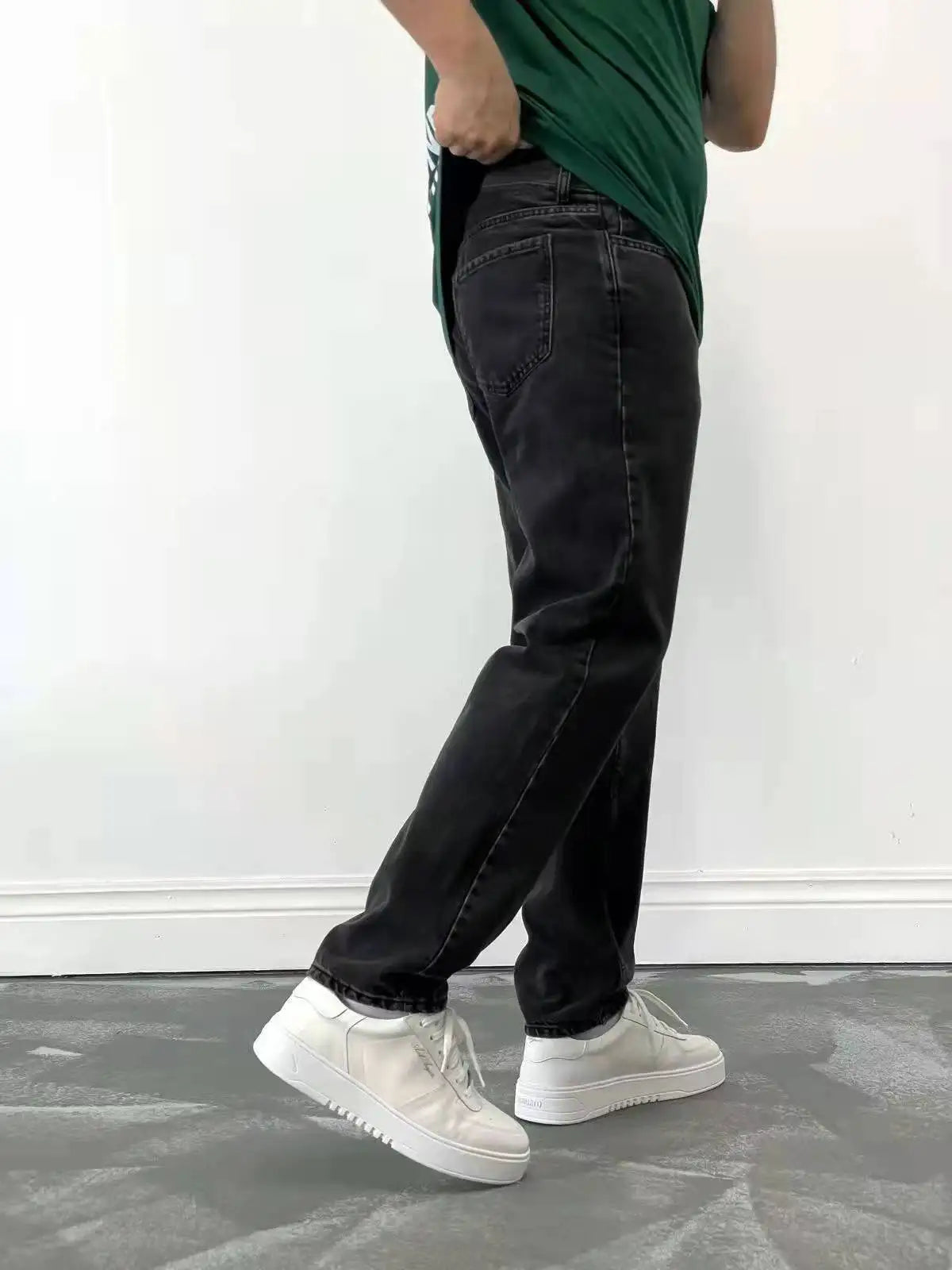 Men Comfortable Straight Casual Jeans Male Soft Baggy Outside Denim Pants Classic Elastic Waist Solid Office Work Denim Trousers - trendingshoping.com