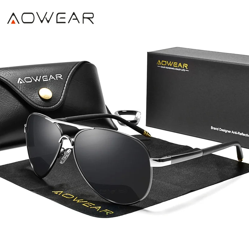 AOWEAR Aviation Polarized Sunglasses Men Driving Mirror Sun Glasses Male Brand Design Classic Pilot Eyewear Oculos Gafas De Sol