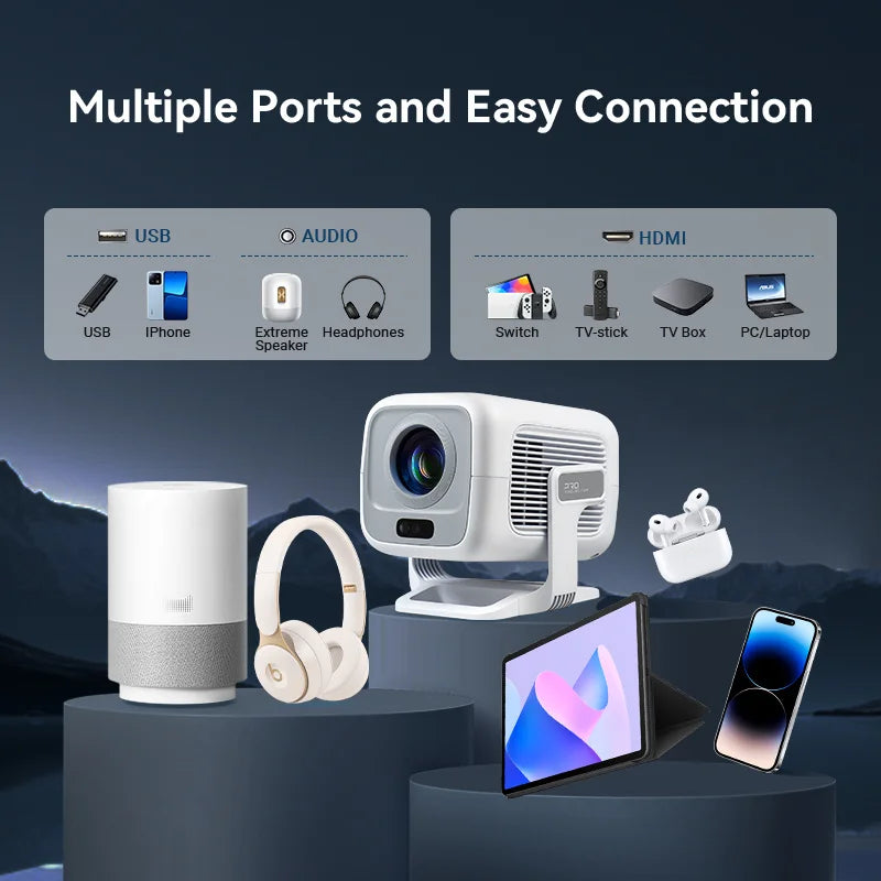 HUAWEISHI 4K Projector Android Native Portable 1080P Auto Focus 600ANSI Video home Cinema Outdoor hd led Projetor - trendingshoping.com