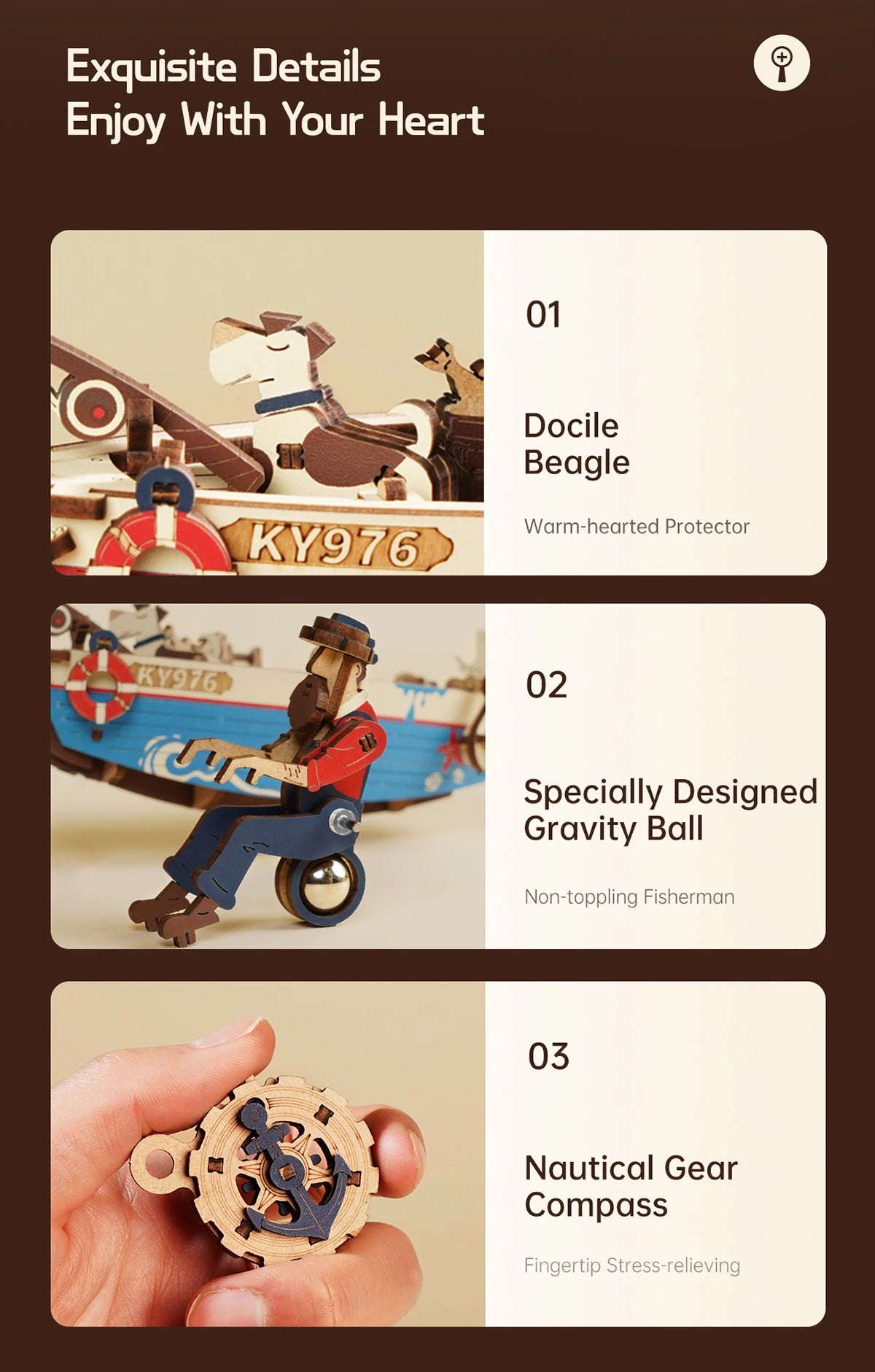 Robotime Rokr Gravity Swing Model Building Kit 3D Wooden Puzzle kit Sky Captain kit Ocean Fisher kit Best Gifts for Adults Teens - trendingshoping.com