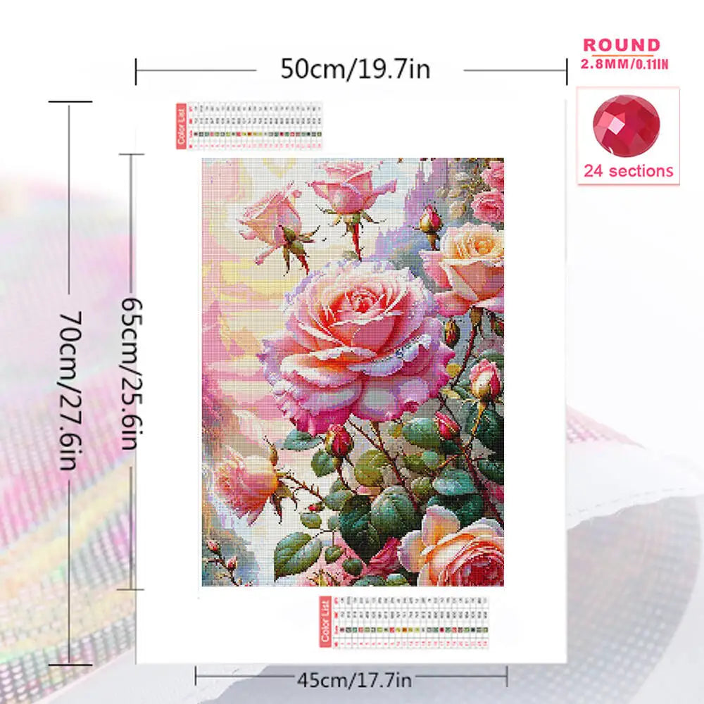 Huacan 2025 New Series Diamond Painting Flower Full Square Round Diamond Mosaic Rose Handmade Gift Giving