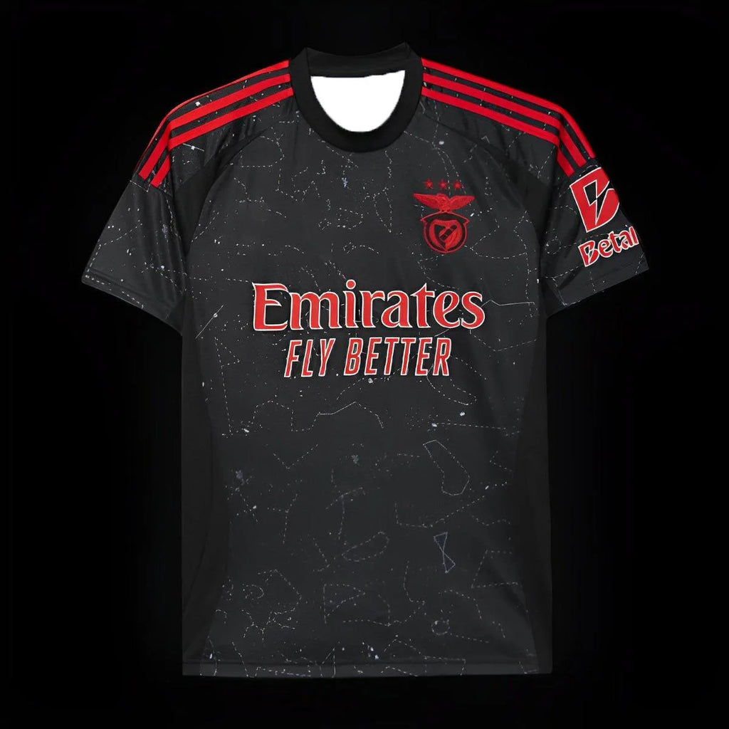 Benfica 25 Away Black Jersey Printed Football Fan Replica Women Casual T Shirt Quick Drying Breathable Comfortable