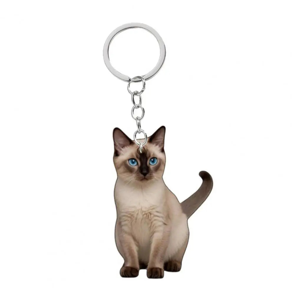Cat Accessory for Car Keychain Double Acrylic Pet Hanging Decoration Mirror Wind