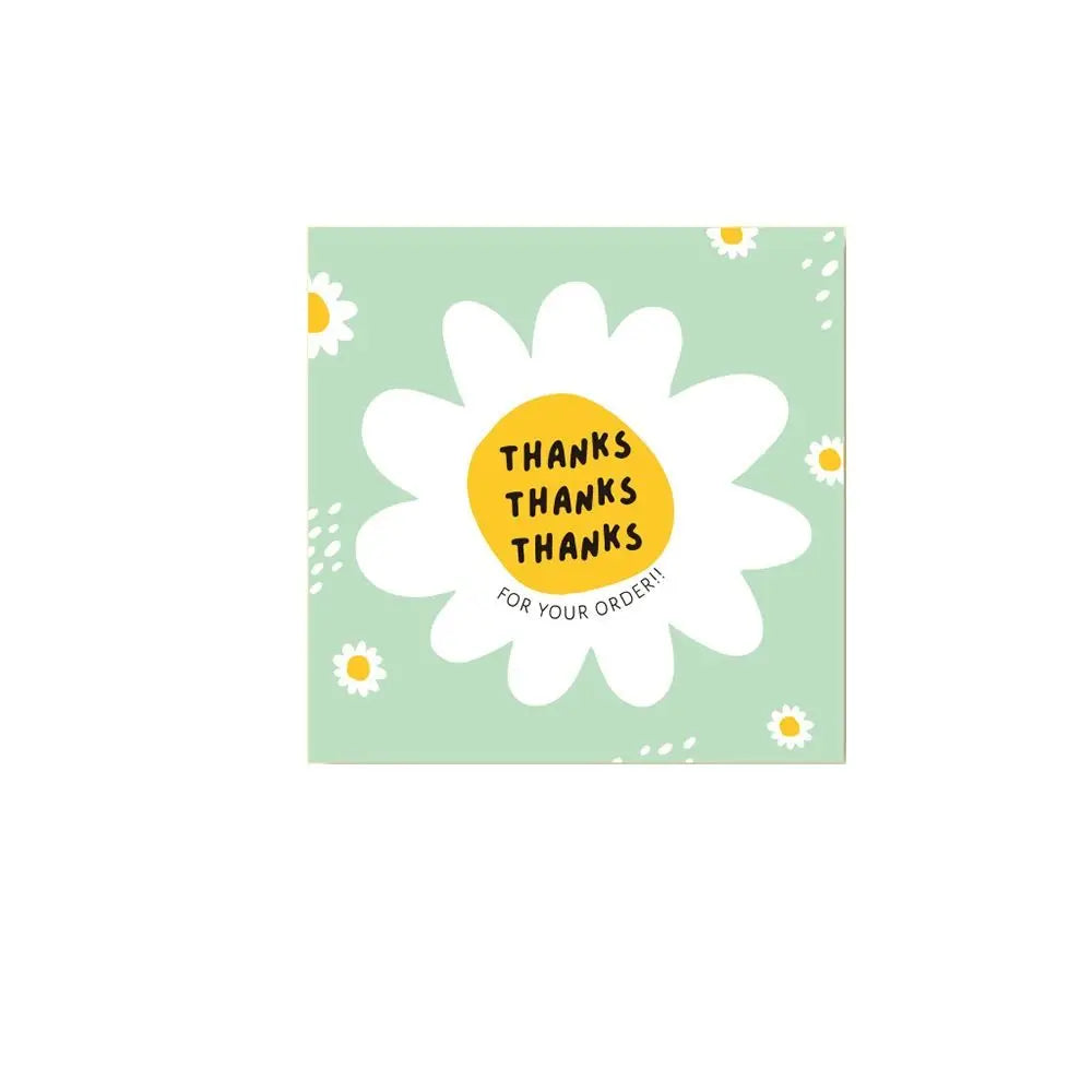50Pcs 6cm*6cm Thank You Cards Cartoon Flower Greeting Postcards Multicolor Universal Gratitude Labels Event Ornament Home Decor