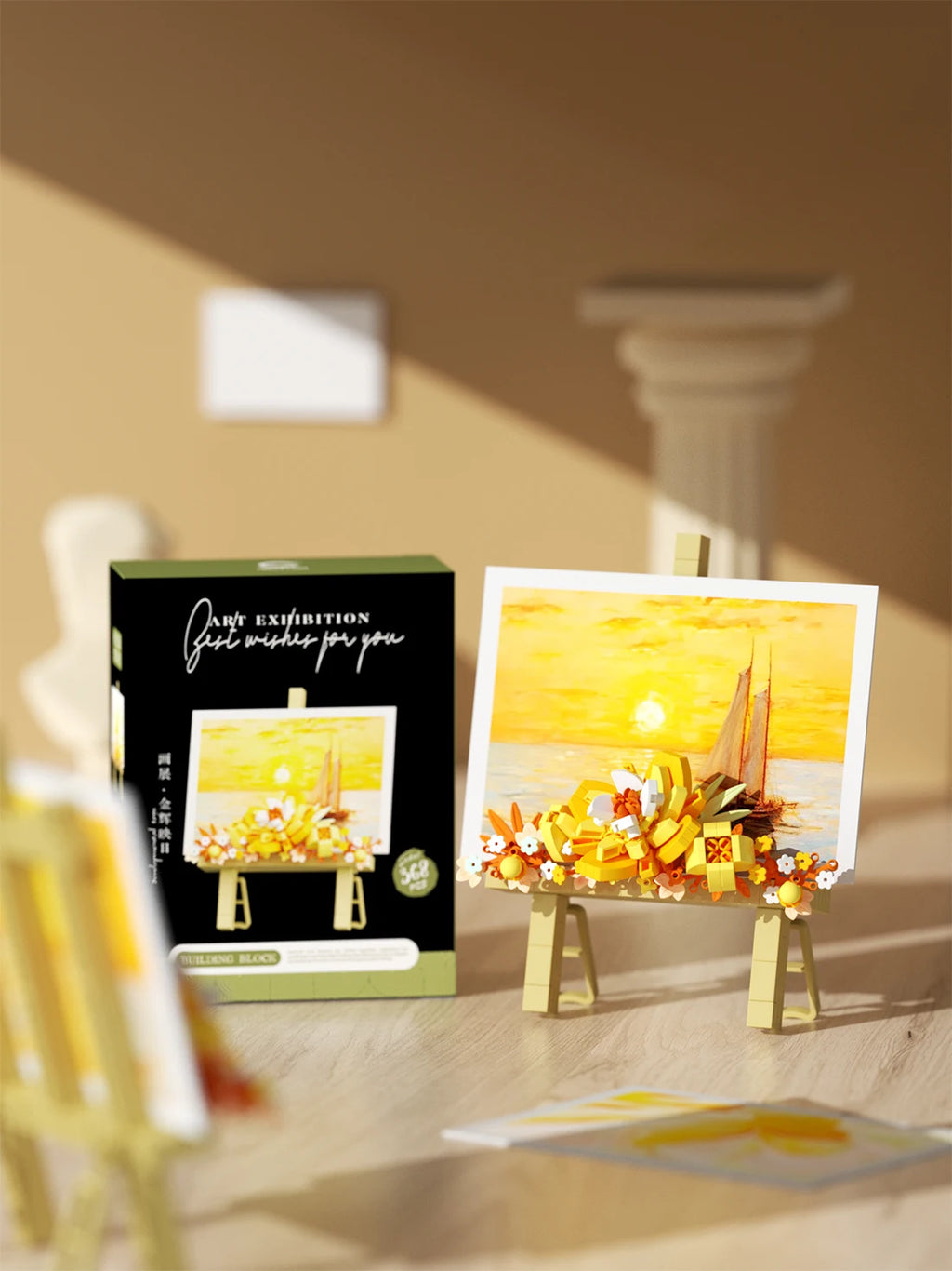 Mini Flower Painting Shelf Building Block Sets With Wooden Easel Educational Toys DIY Home Decor Mother's Day Gifts