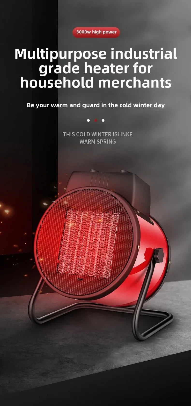 Smart Temperature-Controlled Fan Heater Fast Heating with Smart Thermostat Multi-Purpose Heater For Home And Commercial Use