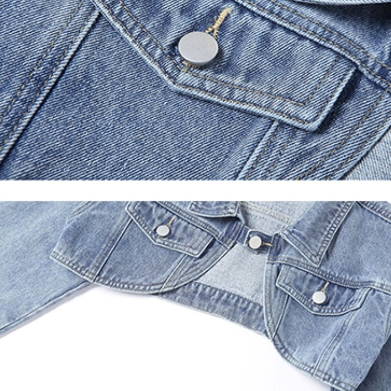 Women Cropped Denim Jacket Single Button Vintage Casual Streetwear Spring Fashion