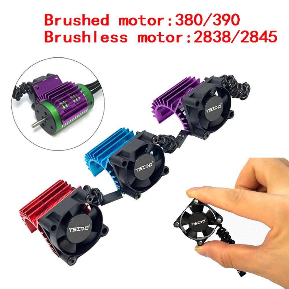 RC 380 390 2838 2845 2847 Brushless Motor RC Motor Fan Aluminum Cover Heat Sink with Cooling Fan for 1/14 1/16 1/18 RC Car - trendingshoping.com