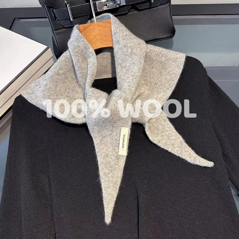 Women’s Knitted Wool Scarf Winter Warm Thick Triangle Shawl Pashmina