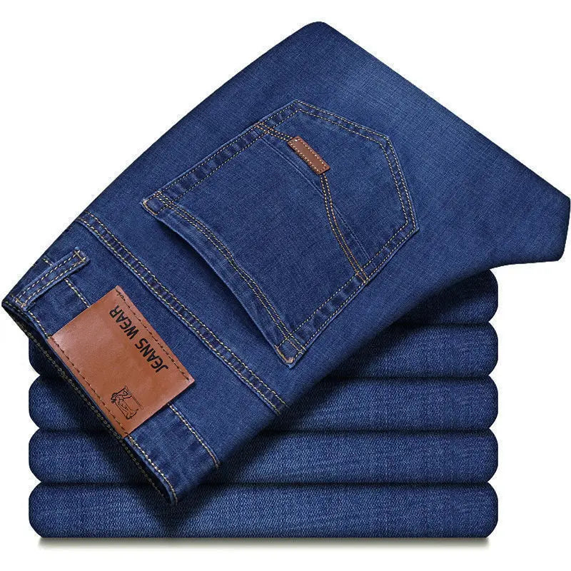 Mens Jeans Casual Straight Stretch Fashion Classic Blue Black Work Denim