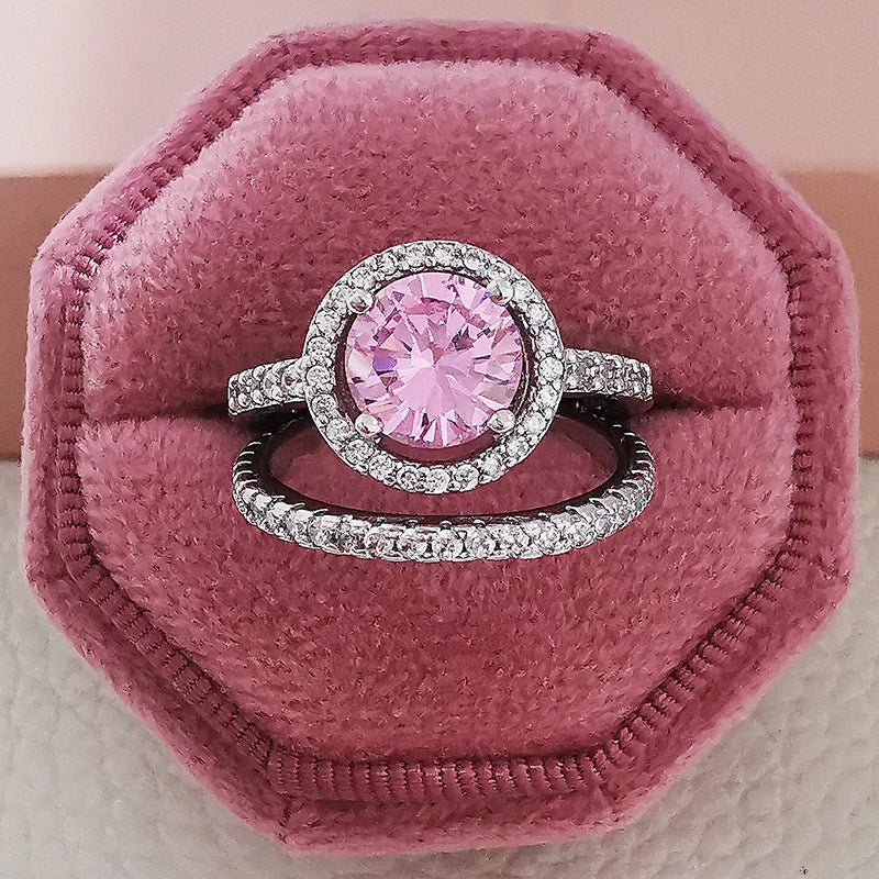 2025 Trend New Rose Gold Color silver color bride Engagement Wedding Ring Set of for Women Christmas Gift Dating Jewelry R4955 - trendingshoping.com