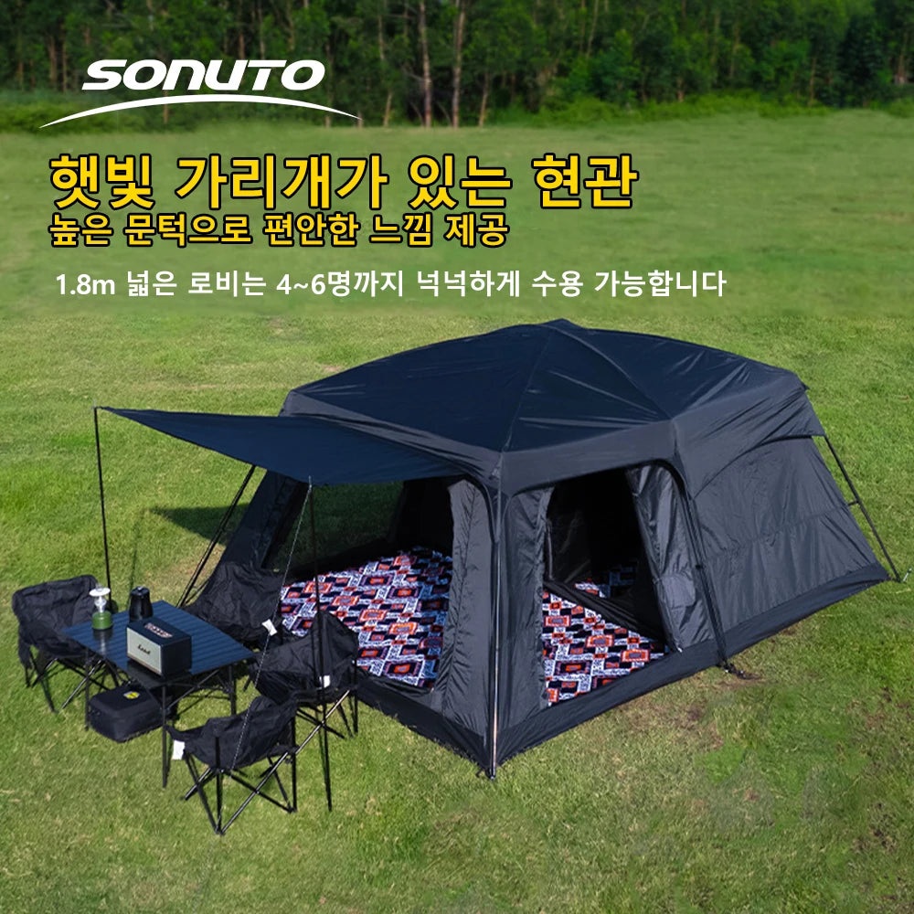 Large Camping Tent For 8 To 12 Person Two Room Waterproof Windproof Outdoor Family Tent With Rainfly Instant Cabin Use