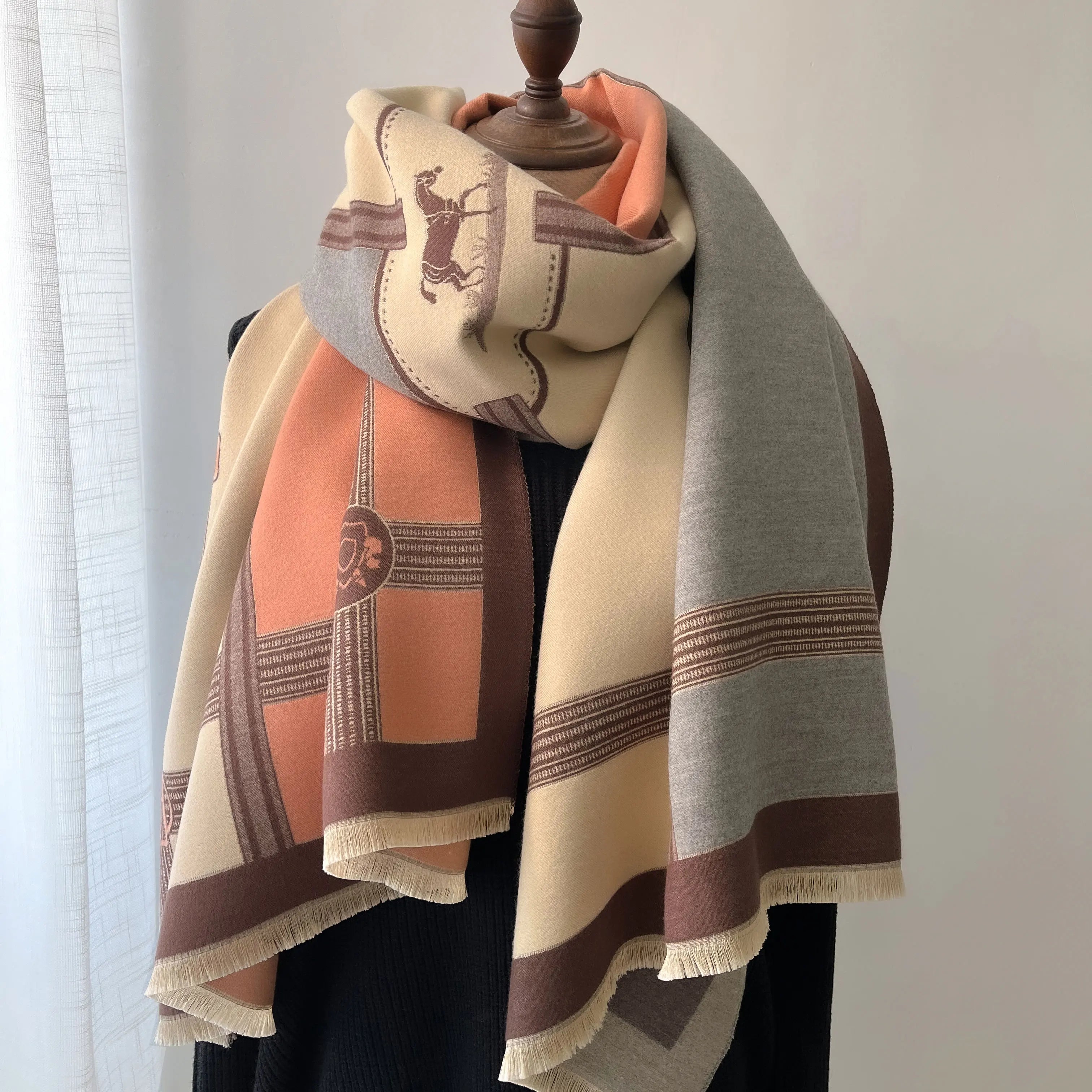 NEW Luxury Winter Thick Warm Scarf Women Cashmere Shawl and Wraps Pashmina Neckerchief Bufanda Female Long Tessel Echarpe 2024 - trendingshoping.com