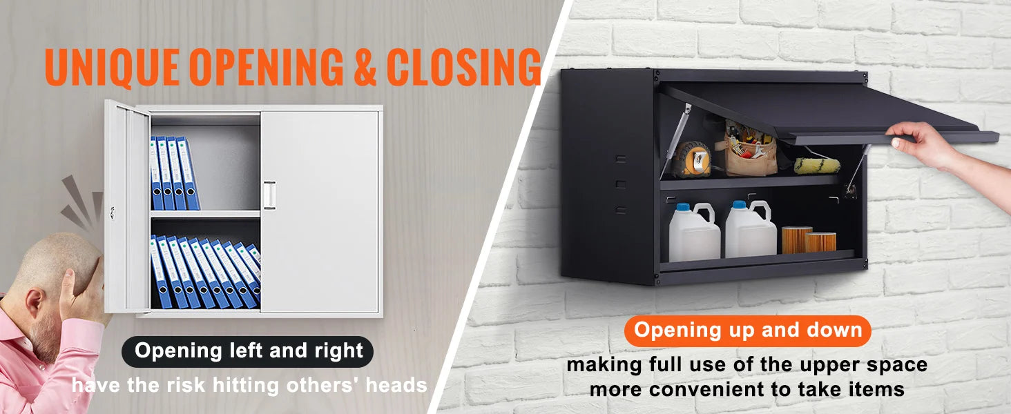 SucceBuy 120lbs per Shelf Metal Storage Cabinet 20'' Tall Wall-Mounted Steel Garage Cabinet with Adjustable Shelf for Office - trendingshoping.com