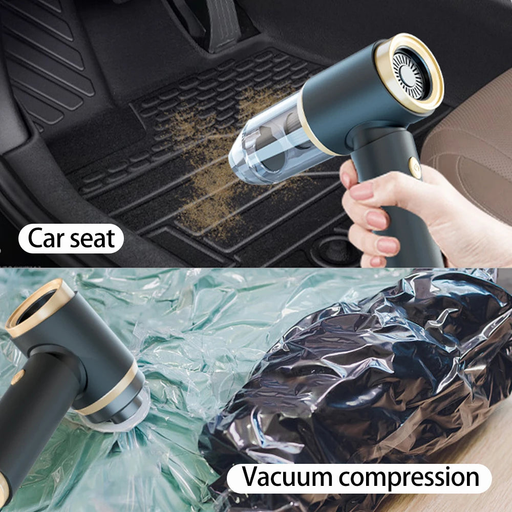 Cordless Rechargeable Car Vacuum Cleaner handheld Portable  Motor Vacuum Cleaner 60W With Short Long Nozzle Brush - trendingshoping.com