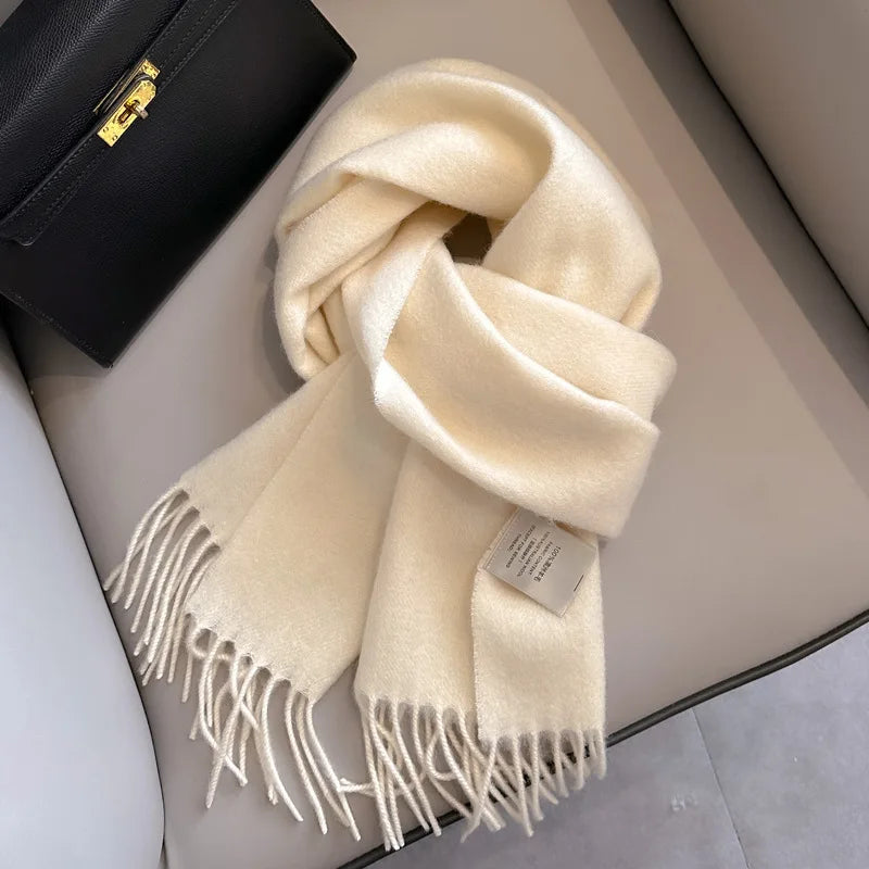 Winter Narrow Scarf 28 Color 100% Wool Scarf Hot Selling Solid Color Scarf Men's and Women's Universal Warm and Cold proof Scarf - trendingshoping.com