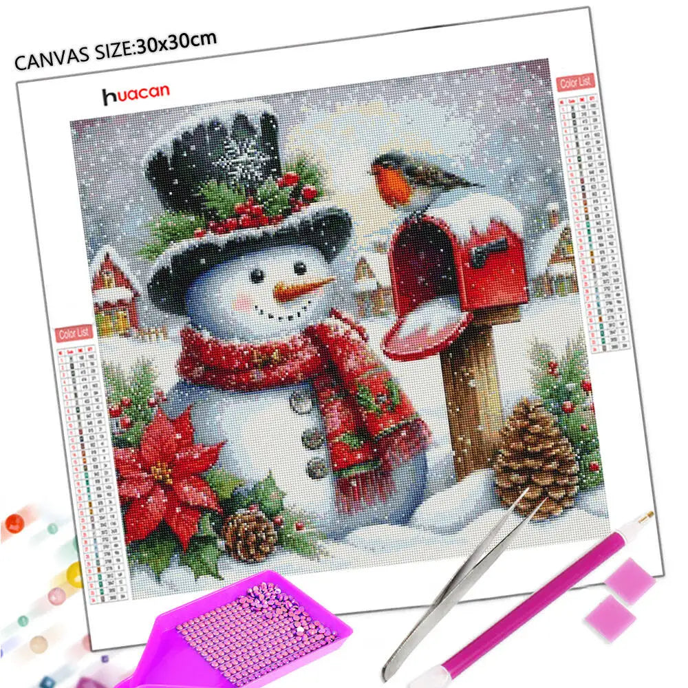 Huacan Christmas Santa Claus 5D Diamond Mosaic Christmas Bird Full Square Round Drill Flower Diamond Painting New Arrivals