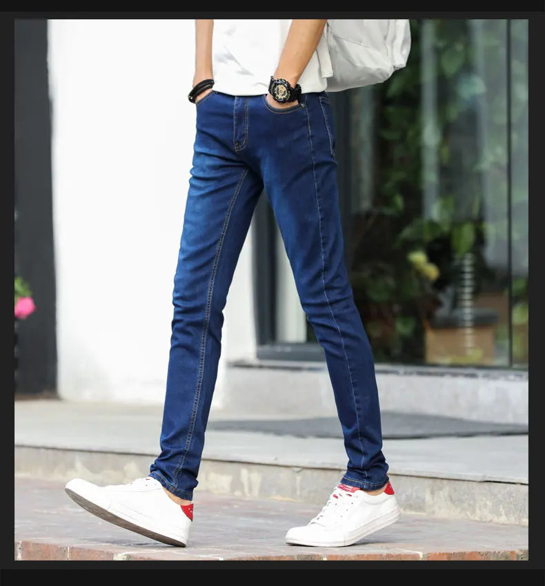 Men's Slim Fit Stretch Skinny Jeans - High Quality Black & White Denim Pants