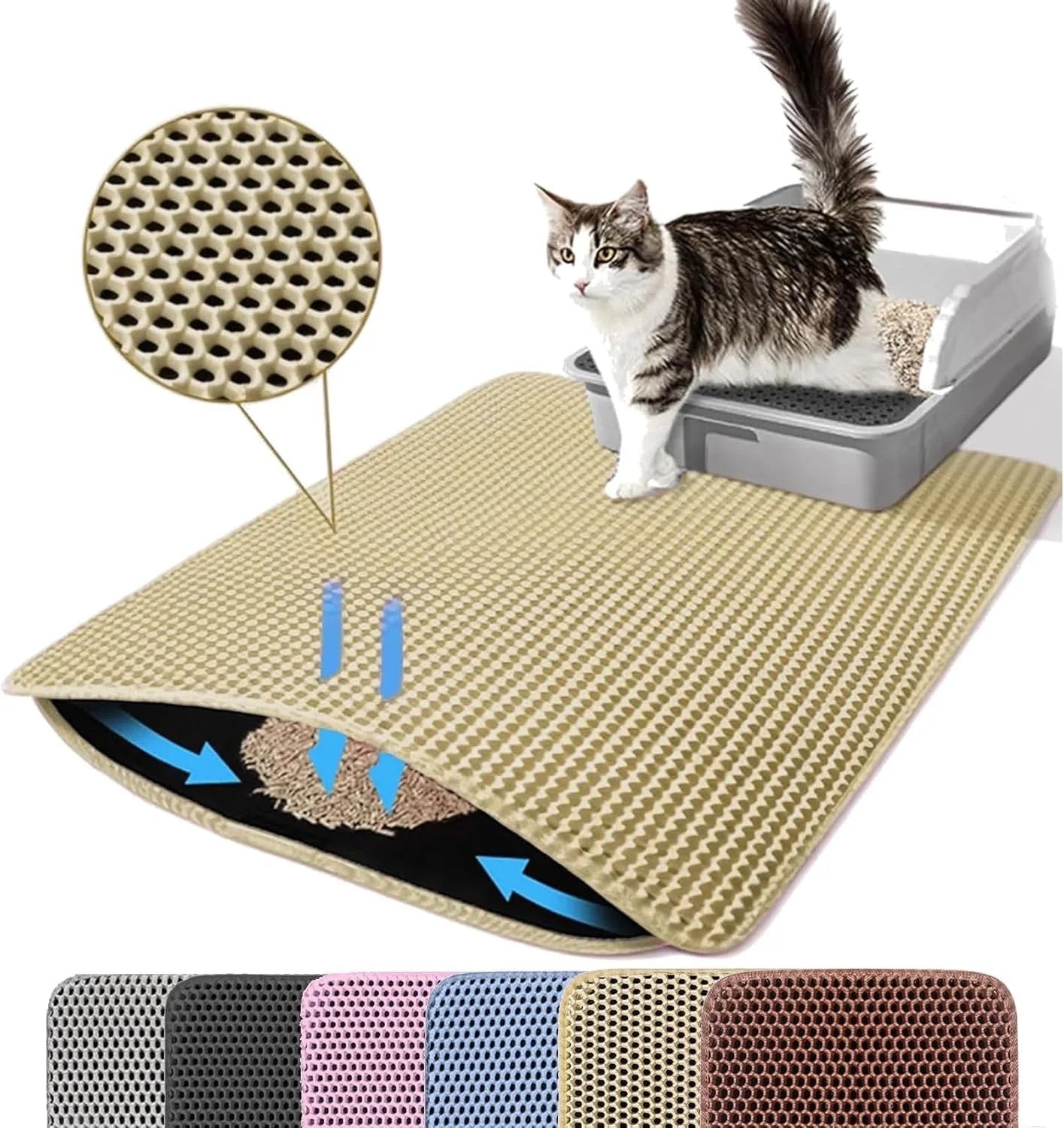 Double Layer Cat Litter Mat Non Slip Waterproof Wear Resistant Pet Mat